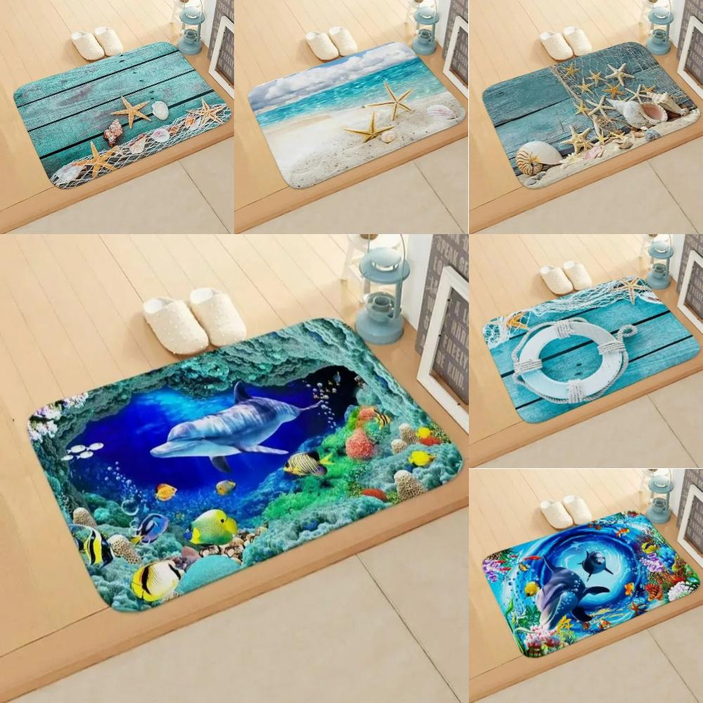 Ocean Element Floor Mat Living Room Bedroom Entry Doormat Rugs Kitchen Front Door Mats Non-slip Rug Floor Mat Home Decor
