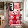 Phone Case: 2D Flat Samsung Galaxy A34 A35 M05 M06 S20 S22 S21 FE Plus 5G Protective Case, Couple Style, Pink Good Morning Bear, Christmas and Hallowe