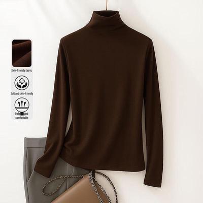 Damen figurbetontes Strickoberteil mit halbem Stehkragen und langen Ärmeln