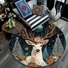 Winter Deer Round Area Rug,Carpet Rug for Living Room Bedroom Sofa Playroom Decor,Non-slip Floor Mat