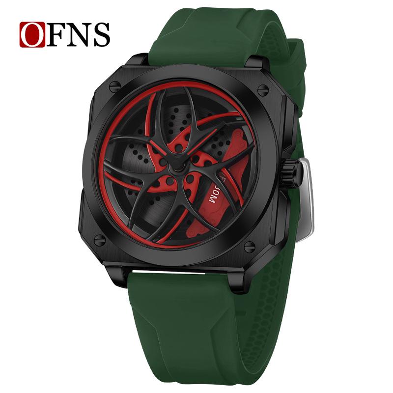 European-Style Men's Sport Quartz Watch with Waterproof Skeleton Design and Versatile Silicone Strap