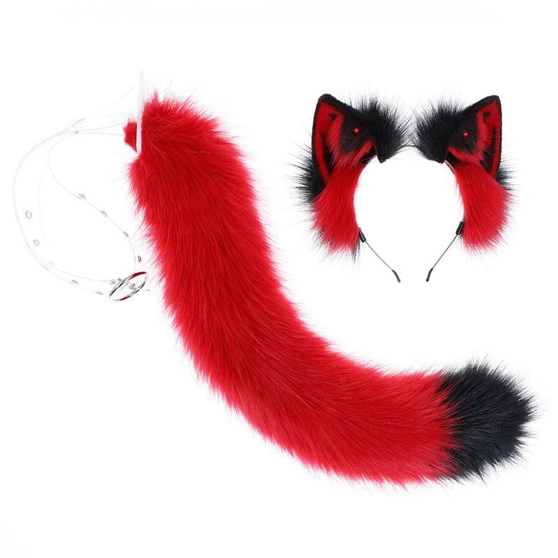 Flauschiges Katzenohr-Schwanz-Set für Erwachsene Cosplay Kostüm Kätzchen-Thema Plüsch-Accessoire Fantasy Rollenspiel