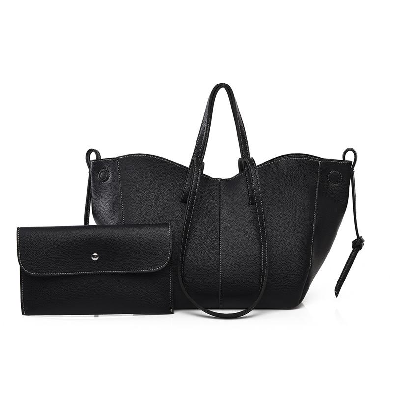 Fashi 2-in-1 Leder-Tragetaschen-Set für Damen, Große Schultertasche mit Litschi-Muster und passender Tasche für Arbeit, Einkaufen & Reisen