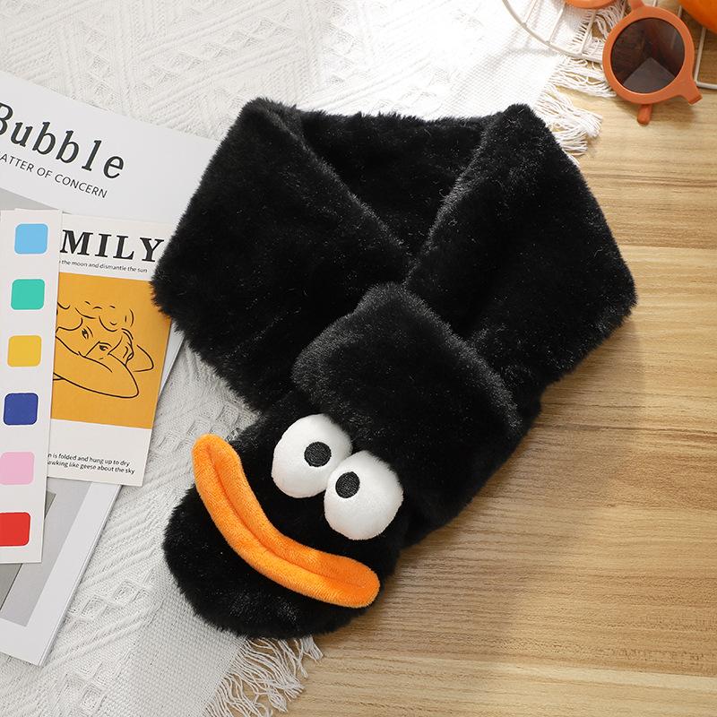 Autumn and winter parent-child warm neck protection scarf funny sausage mouth embossed scarf plush cold-proof personality versatile scarf