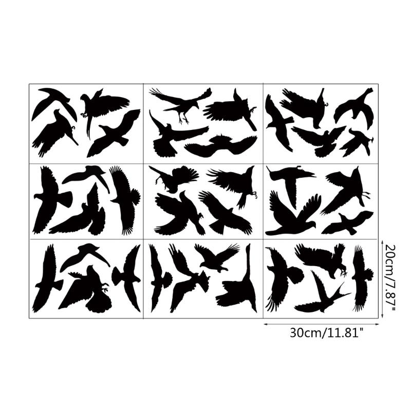 9pcs Anti-collision Bird Glass for Windows Sticker Static Electricity Removable for Windows Grille Warnings Wall Sticker
