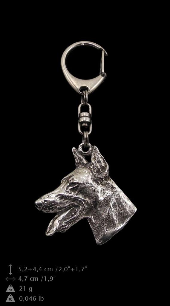 Dobermann, Doberman Pinscher, Dobie - Silver-plated Key Ring with Dog, Handbag Decoration, Backpack Pendant by Art-Dog Brand