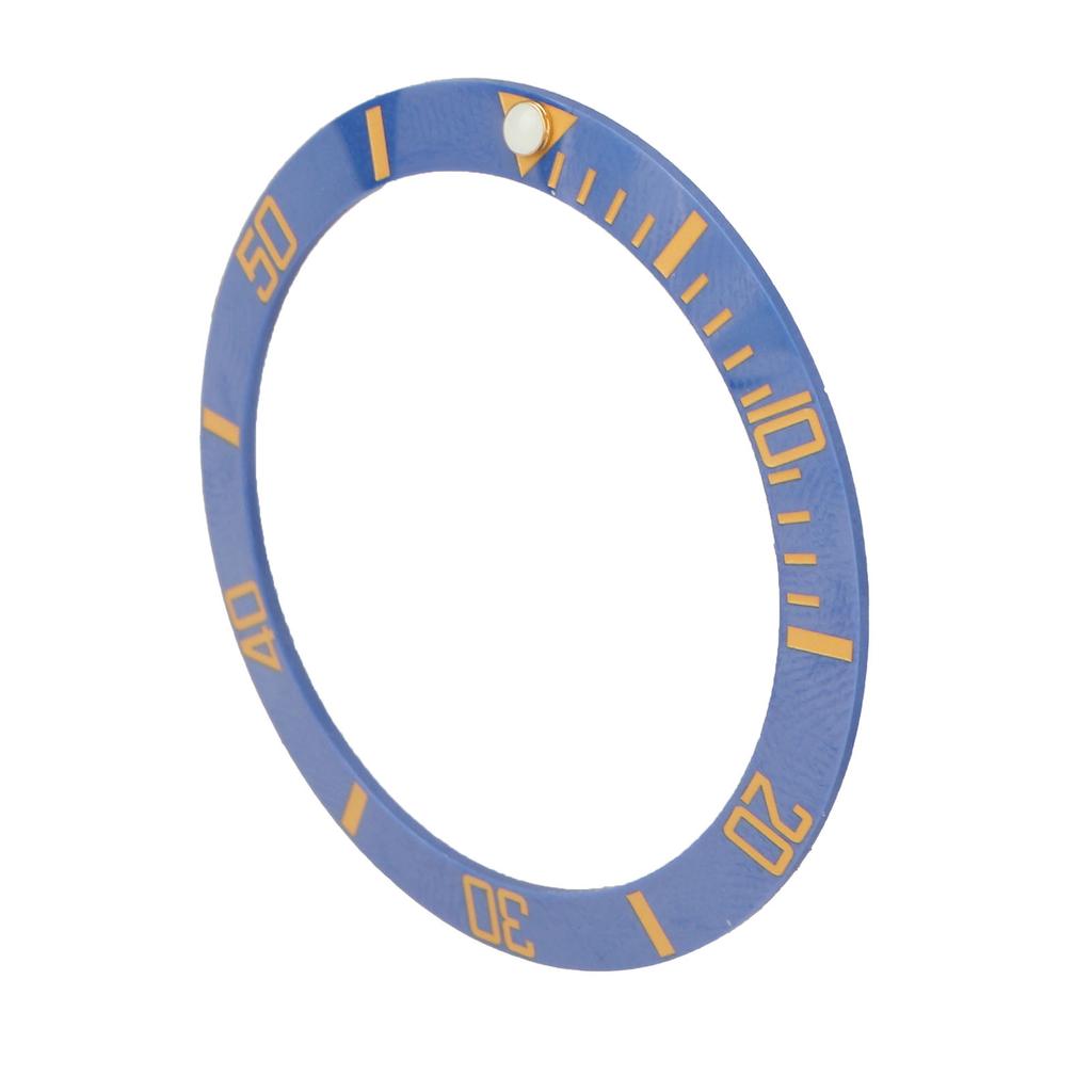 Watch Bezels Inserts Blue Circle with Gold Words Ceramics Watch Dial Bezel Ring for Replacements