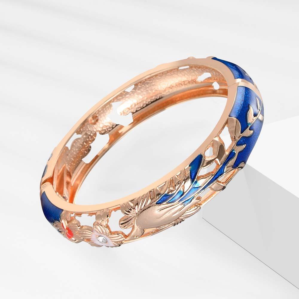 Cheongsam accessories Filigree Enamel Bangle Traditional Hollow Out Flower Bracelet  Versatile