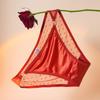 French Rose Lace Seamless Satin Panties – Women's Elegant Ice Silk Style
