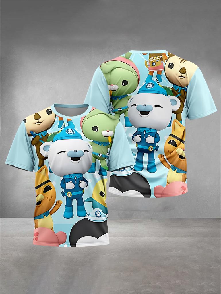 Summer Round Neck 3D Printed Cartoon O-octonauts Pattern Top Fashionable Casual Short Sleeved Children's Boy T-shirts
