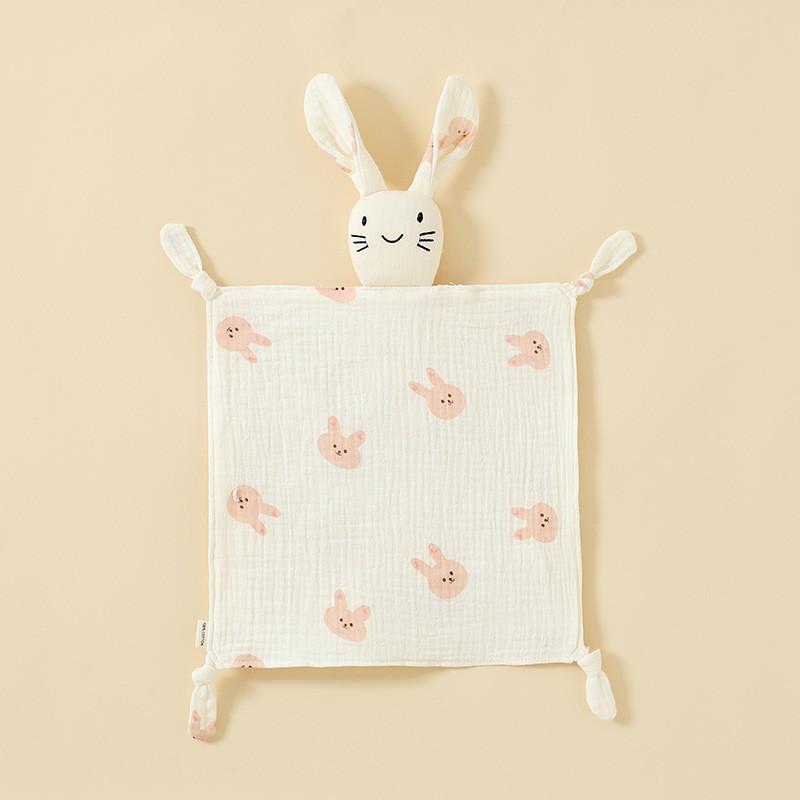 Baby Animal Cotton Swaddle With Plush Rabbit Toy For Sleep And Comfort