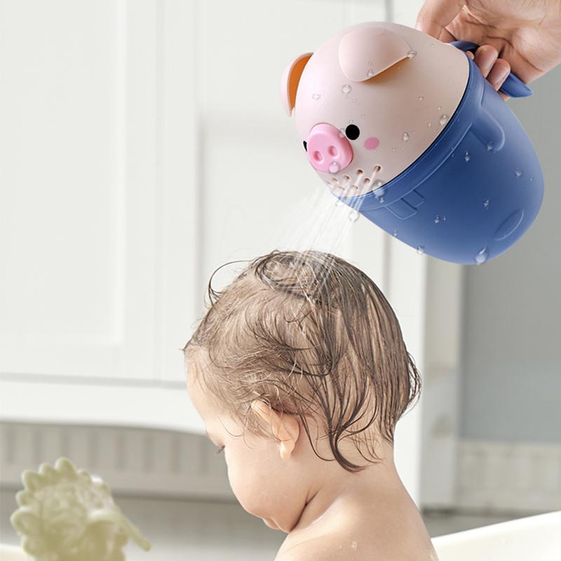 Kids Bath Tool Cartoon Pig Baby Bath Caps Cute Toddle Shampoo Cup Children Bathing Bailer Baby Shower Spoons Washing Hair Cup