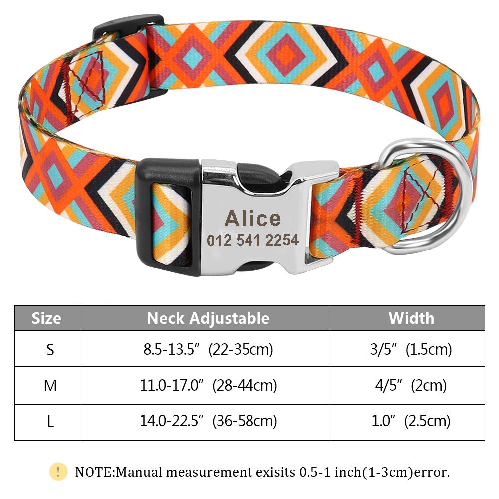 

Персонализированный индийский ошейник для собаки кошки, нейлоновый ошейник для щенка на заказ, ошейники для питомцев чихуахуа, мопса, регулируемые для маленьких, средних, крупных собак M