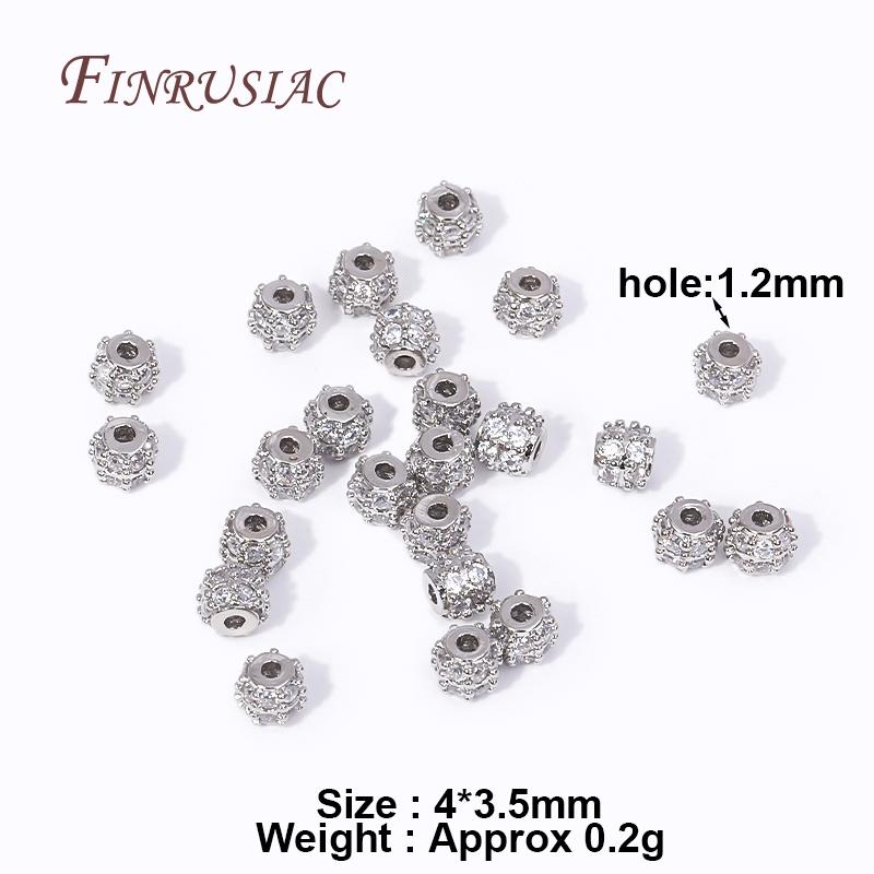 Fashion 18K Gold Plated Inlay Zircon Round Spacer Beads For Needlework Natural Stones Beading Jewelry Making DIY Accessories