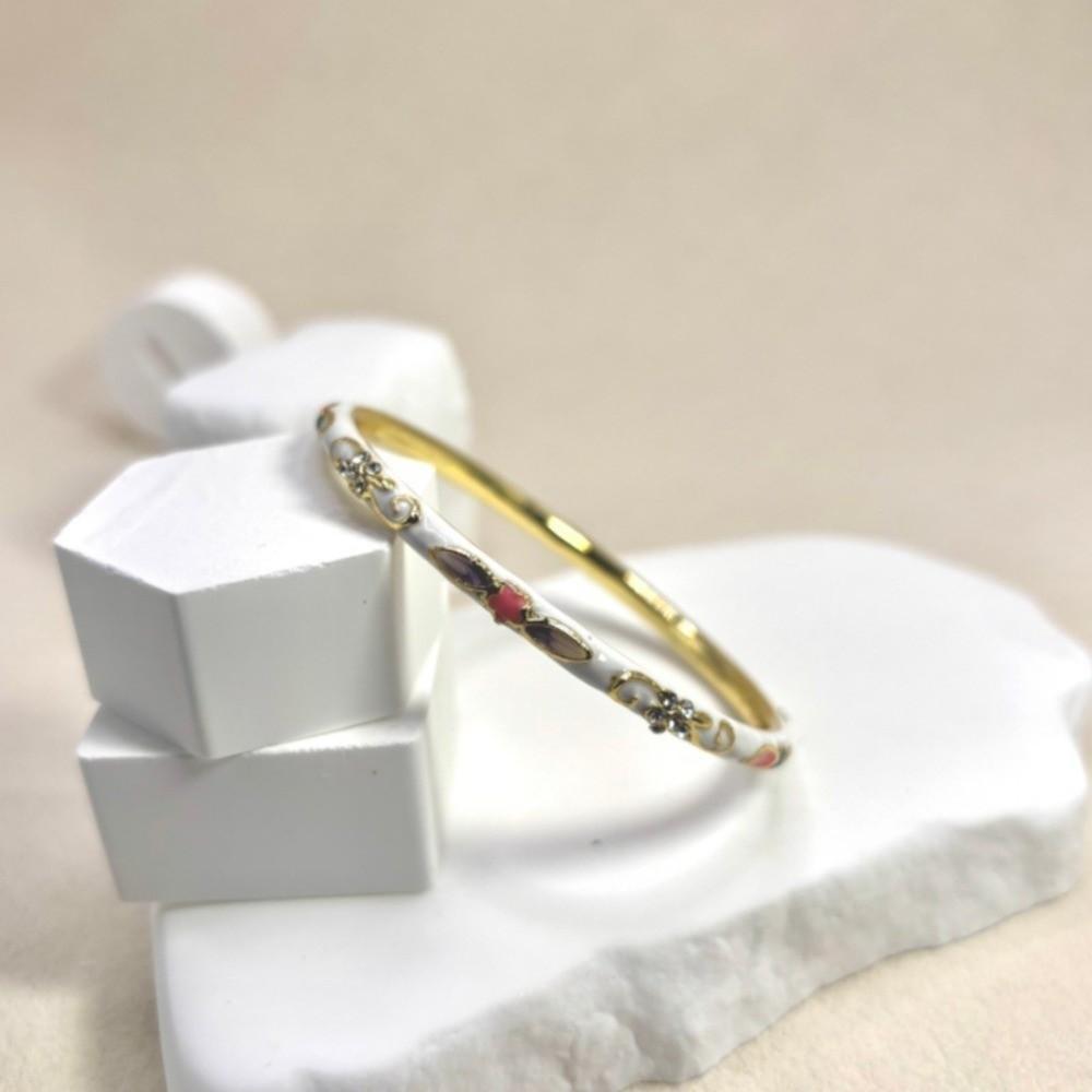 Colorful Vintage Cloisonne Bangle Enamel Women's Hand Bracelet Chinese Flower Bangle  Ladies