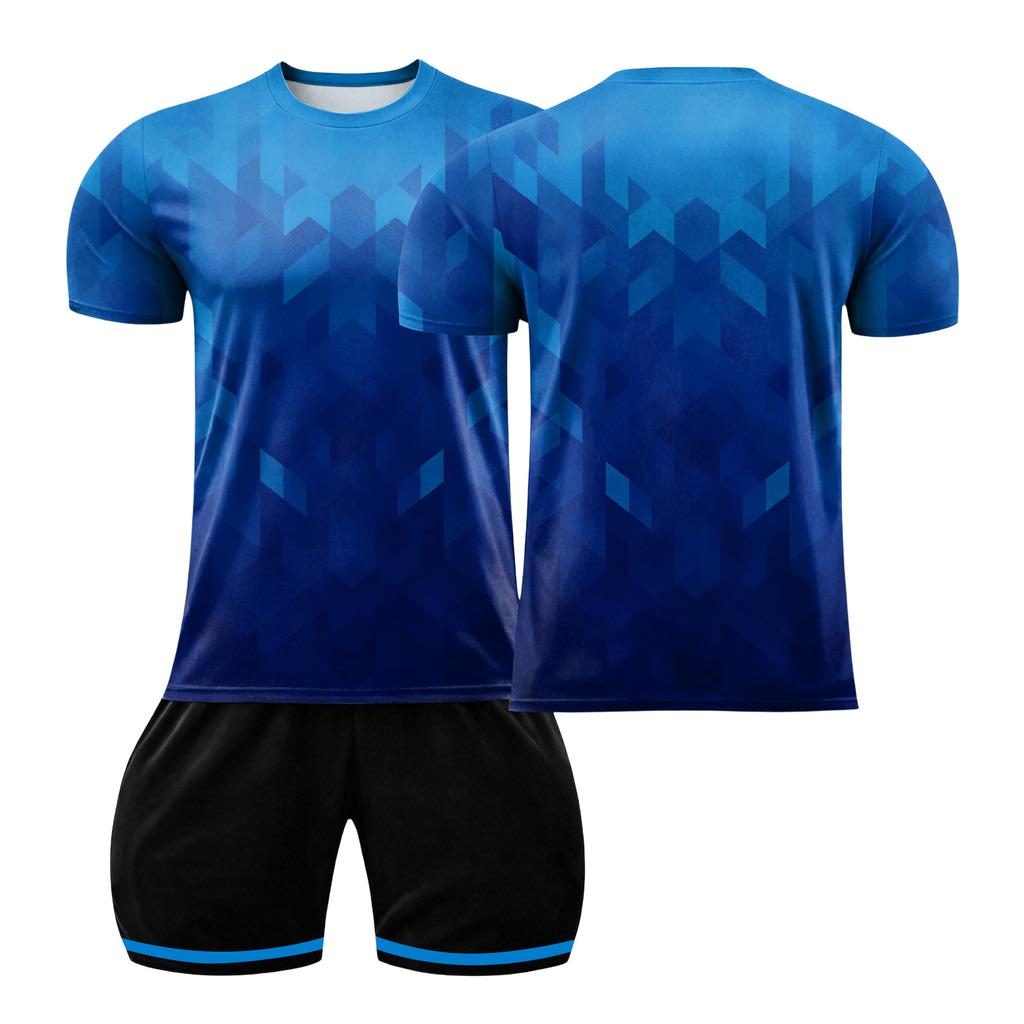 Short Sleeve Sports Jersey and Shorts Set for Men Lightweight Breathable Fabric Athletic Training Uniform for Team Sports DIY Customizable Design