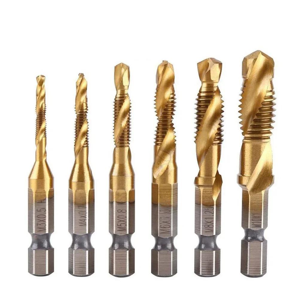 HSS4341 Tap Bit M3 M4 M5 M6 M8 M10 Spiral Flute Tap Drill Bit for Wood Plastic Aluminum Alloy Hand Tools Taps and Dies Set