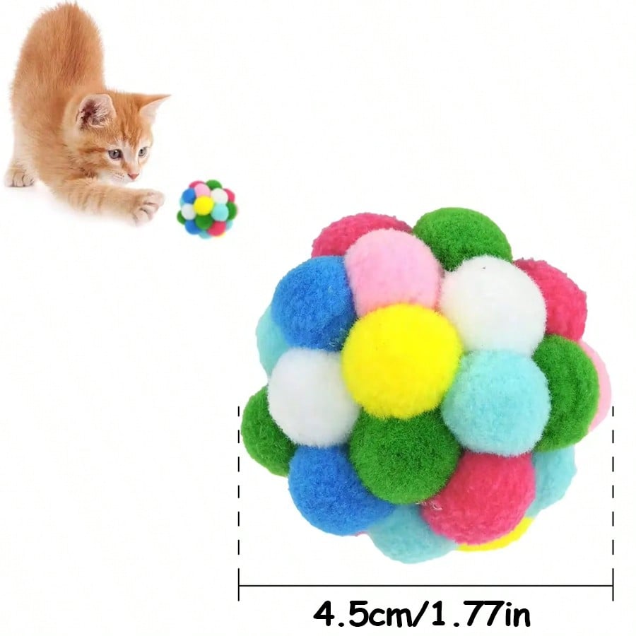 Random Color Funny Cats Bouncy Ball Toys Kitten Plush Bell Ball Mouse Toy Planet Ball Cat Chew Toys Interactive Pet Accessories