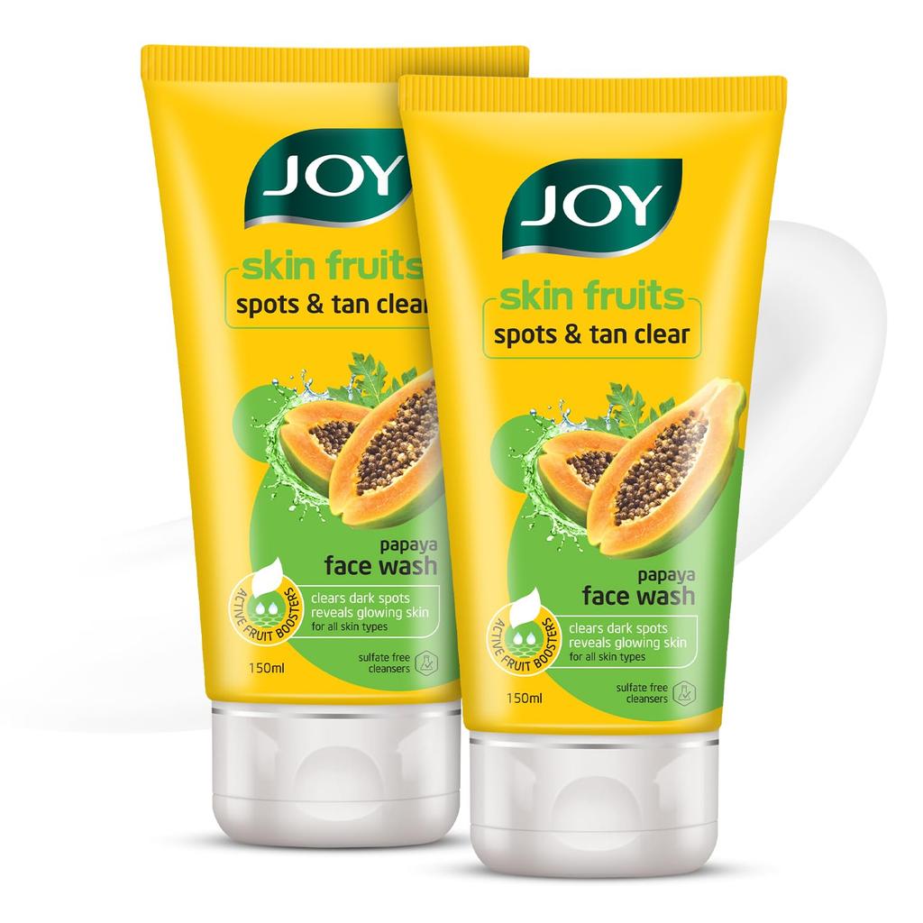 JOY Skin Fruits Spots & Tan Clear Face Wash 150ml X2 Pack With Papaya Vitamin C For Healthy Glowing Skin