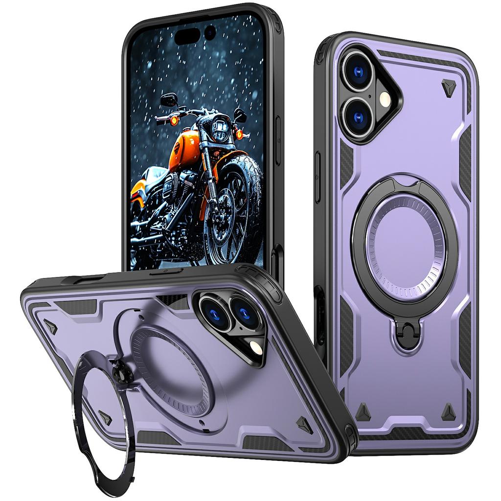 For iPhone 16 Case Compatible with MagSafe Military Protection PC+TPU Kickstand Phone Cover