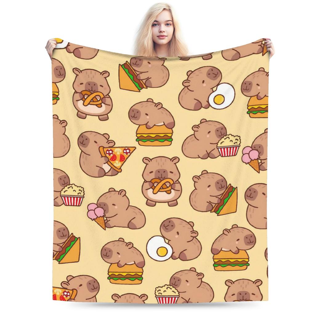 Capybara  Blankets  Warm Soft Street Trend Plush Throw Blanket For Kids Home Decor Flannel Bedspread Bed Cover