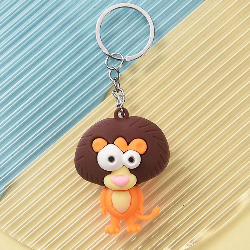 Cute Cartoon Animal Charm Keychain, Big Eyes Animal Plush Toy Keychain Monkey, Giraffe, Elephant Pendant