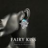 Fairy Sapphire Butterfly Flower Engely Beed with Diamond Sapphire Ear Shot Women's Ear Shot Versatile Casual Earrings