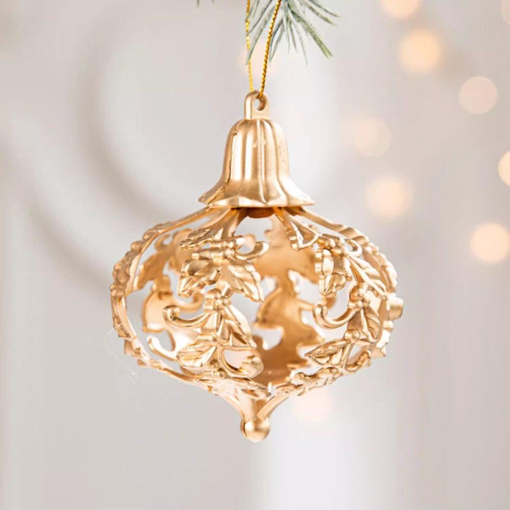 4/8pcs Golden Hollow Five pointed Star Pendant Creative Delicate Christmas Tree Pendant Waterproof Hanging Ornament Wedding