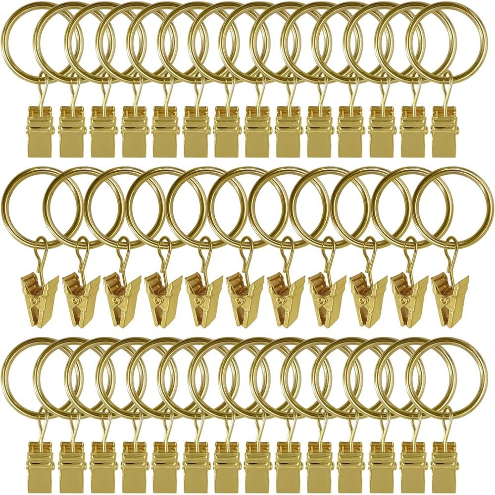 40 Pack Curtain Rings With Clips, Drapery Clips With Rings, Drapes Rings 1.5 In Interior Diameter, Fits Up To 1.2 In Curtain Rod, Black