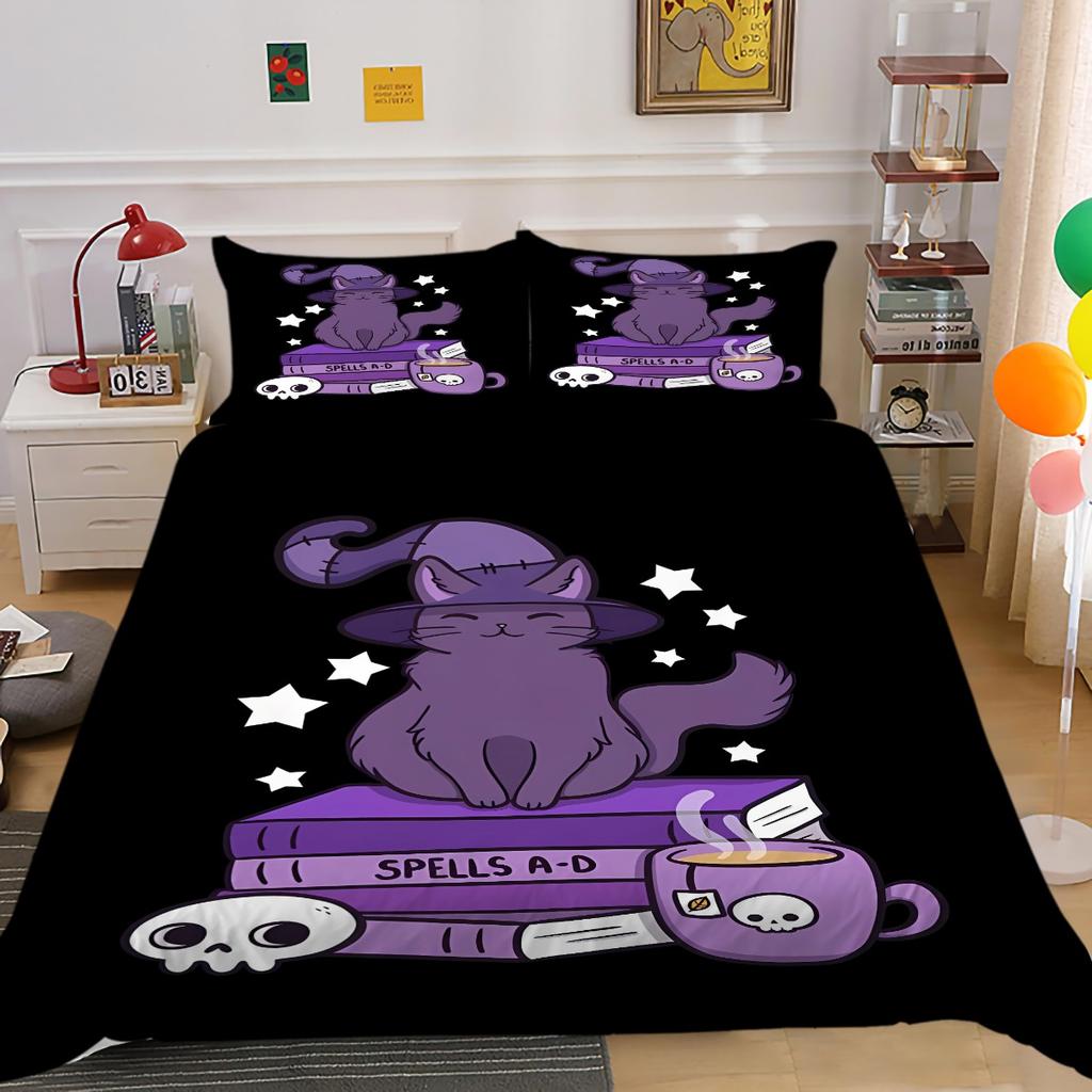 Home Bedspreads Cartoon Magic Cat Pillowcase Comforter Quilt Cover Set Bedding Sets