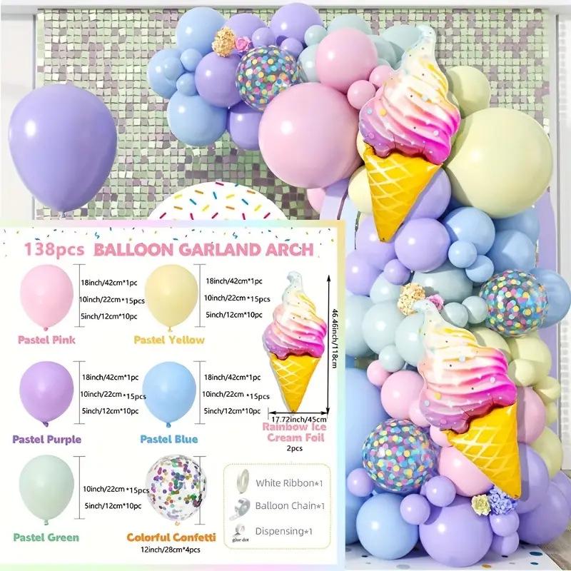 Ice Cream Macaron Balloon Chain Set for Summer Parties and Weddings