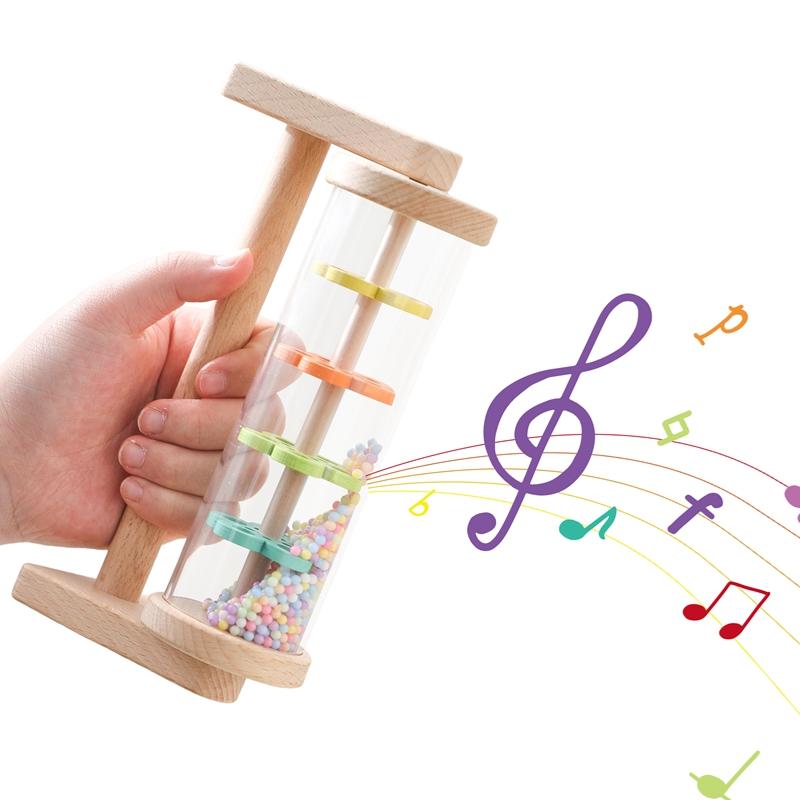Montessori Baby Rain Stick Rainbow Hourglass Rain Music Rattle Baby Educational Toys Rain Sound Toys Montessori Sensory Toys