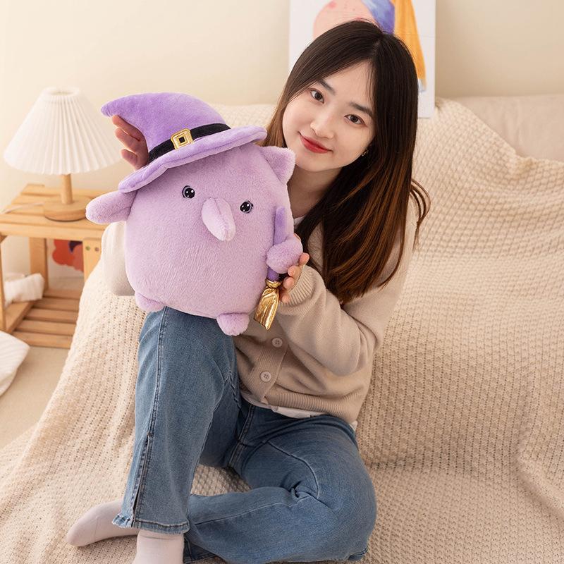 Transformare Păpușă Pisică Drăguță Pisică Neagră Păpușă Vrăjitoare Moarte Jucărie de Pluș Păpușă Halloween