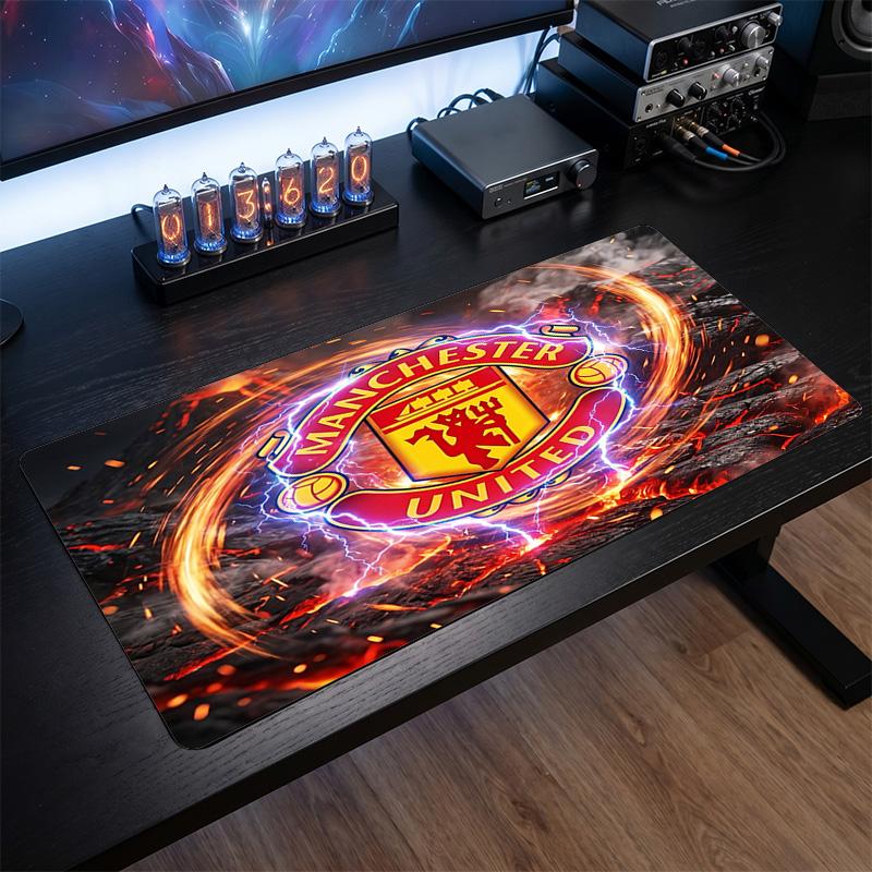 Tappetino Mouse Grande Stampato Manchester United, Tappetino da Scrivania Morbido in Gomma Antiscivolo per Gaming, Decorazione per Ufficio, Laptop, Computer