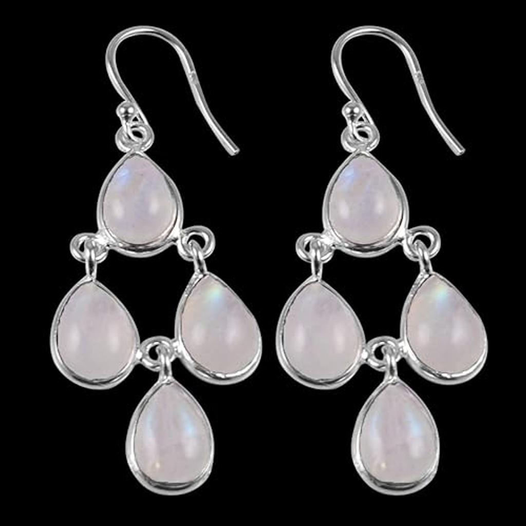 925 Sterling Silver Moonstone Gemstone Earring, Dangle Earring, Gift For Her, Christmas Gift, Women Jewelry