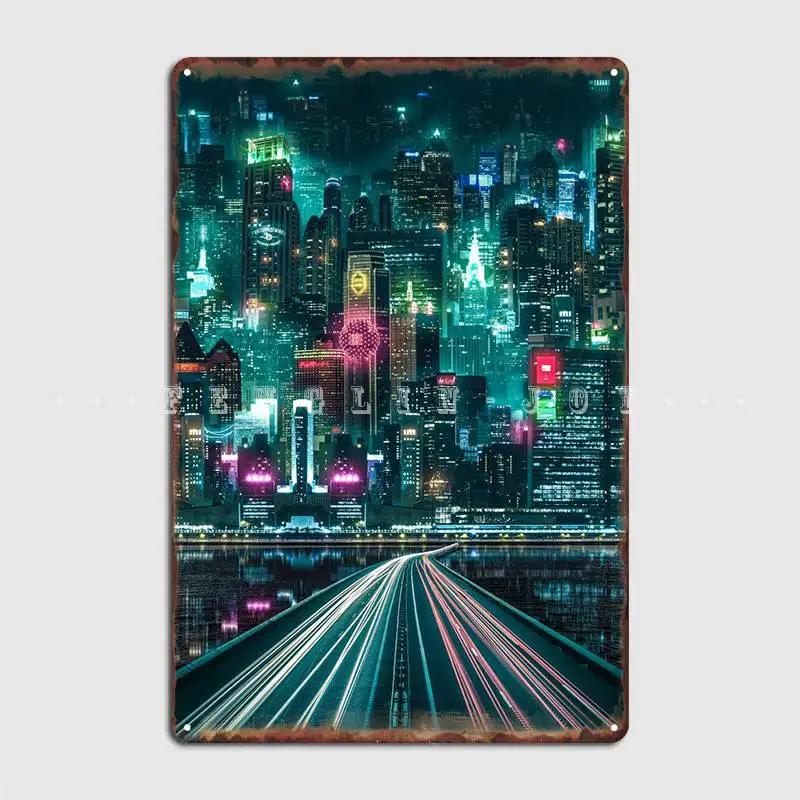 Neonstadt Metallschild Wandbild Höhle Pub Anpassen Wandplakette Blechschild Poster