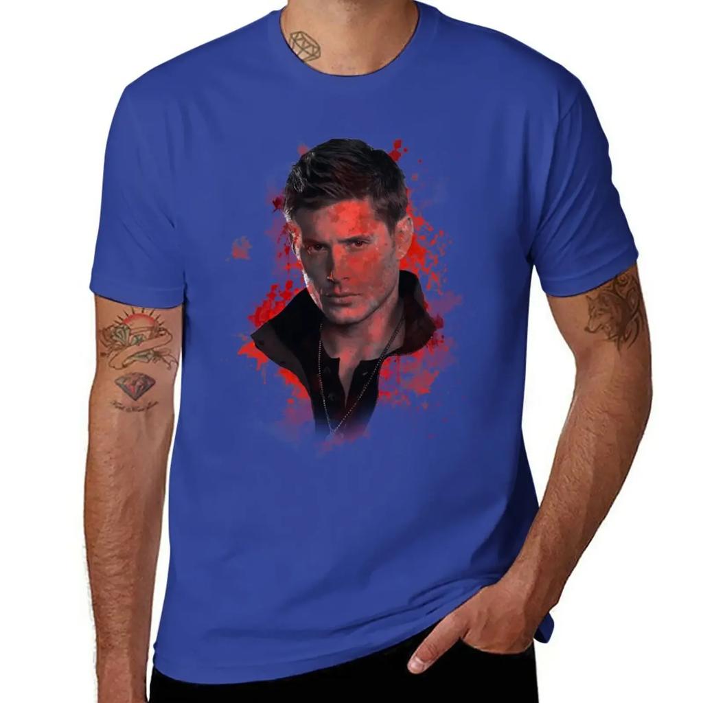 Splatter Dean Winchester T-Shirt oversizeds kawaii clothes plain black t shirts men