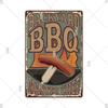 BBQ Vintage Tin Sign Plaque Barbecue Metal Plate Sign Wall Art Decoration Kitchen Man Cave Terrace Beach House Club Wall Decor