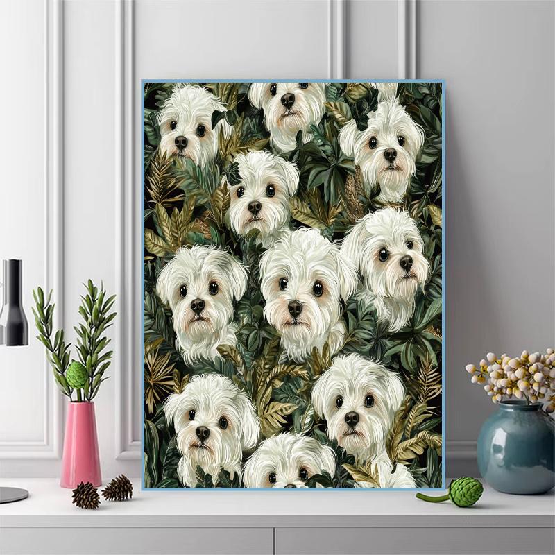 Maltese Pattern 3pcs 100% Round Full Drill 5D DIY Diamond Painting Embroidery Cross Stitch Rhinestone Décor