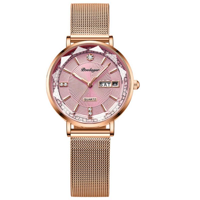 

Топ Новые Водонепроницаемые Светящиеся Женские Часы Двойной Календарь Кварцевые Роскошные Модные Часы