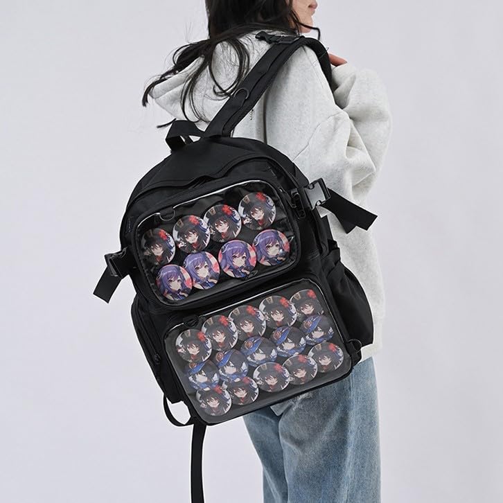 Geanta Ita utilizabila Rucsac Ita Rucsac Ita Capacitate mare Rucsac mare Transparent Otaku Otakatsu Oshikatsu Negru Negru [Harujio] Detasabil/2WAY