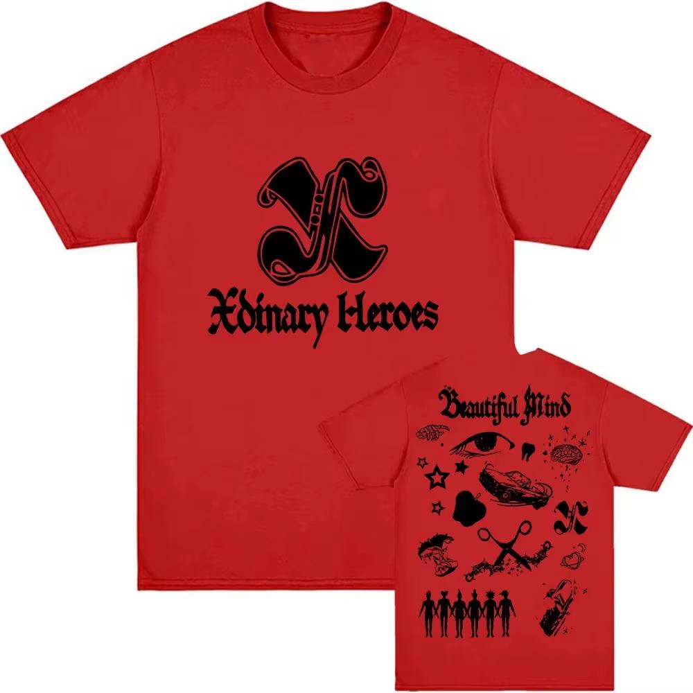 2026 Beautiful Mind Xdinary Heroes Koreaanse Jongensband Print Korte Mouw Katoenen Top voor Mannen Grafisch T-shirt Lentezomer nieuw