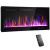 Wall-mounted or Built-in Electric Fireplace 900W/1800W, Flame Effect with 12 Colors 5 Brightness Levels, 106.7x9.4x47cm, Black