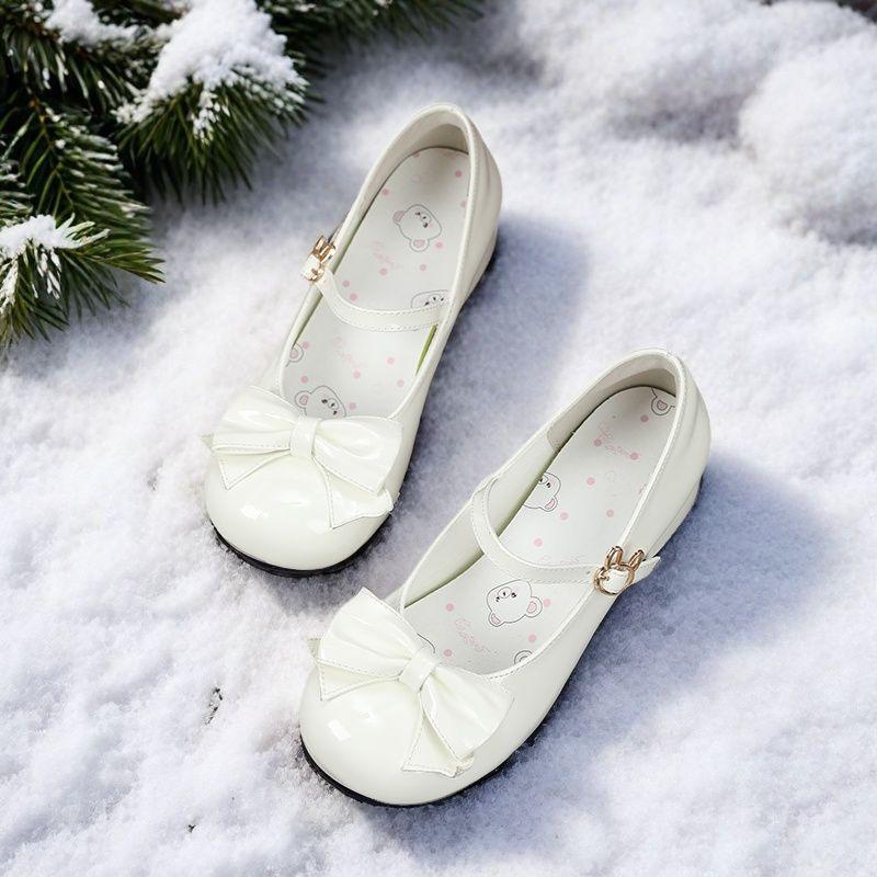 Cute Sweet Bow Mary Jane Women's Shoes Medium Thick Heel Lolita Japanese Soft Girl Small Leather Shoes with Skirt Single Shoes