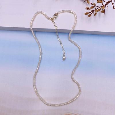 Vintage Irregular Rice Bead Collarbone Chain Elegant Hepburn Style Natural Freshwater Pearl Millet Bead Neck Chain Necklace