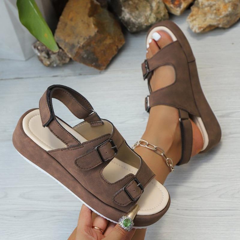 2026 Sommer Schnallenriemen Damen Sandalen Mode Offene Zehenpartie Lässig Neuer Gürtelschnallen-Stil Rom Bequem Bestseller Flache Sandalen