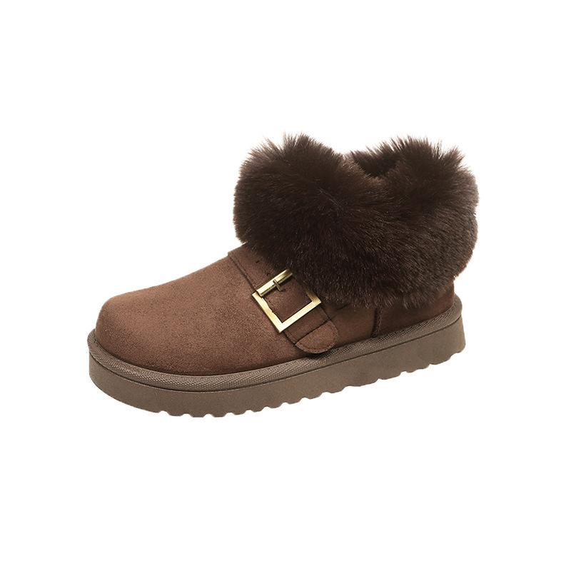 Snow boots fur integrated winter new short tube piled thickened lazy cotton boots