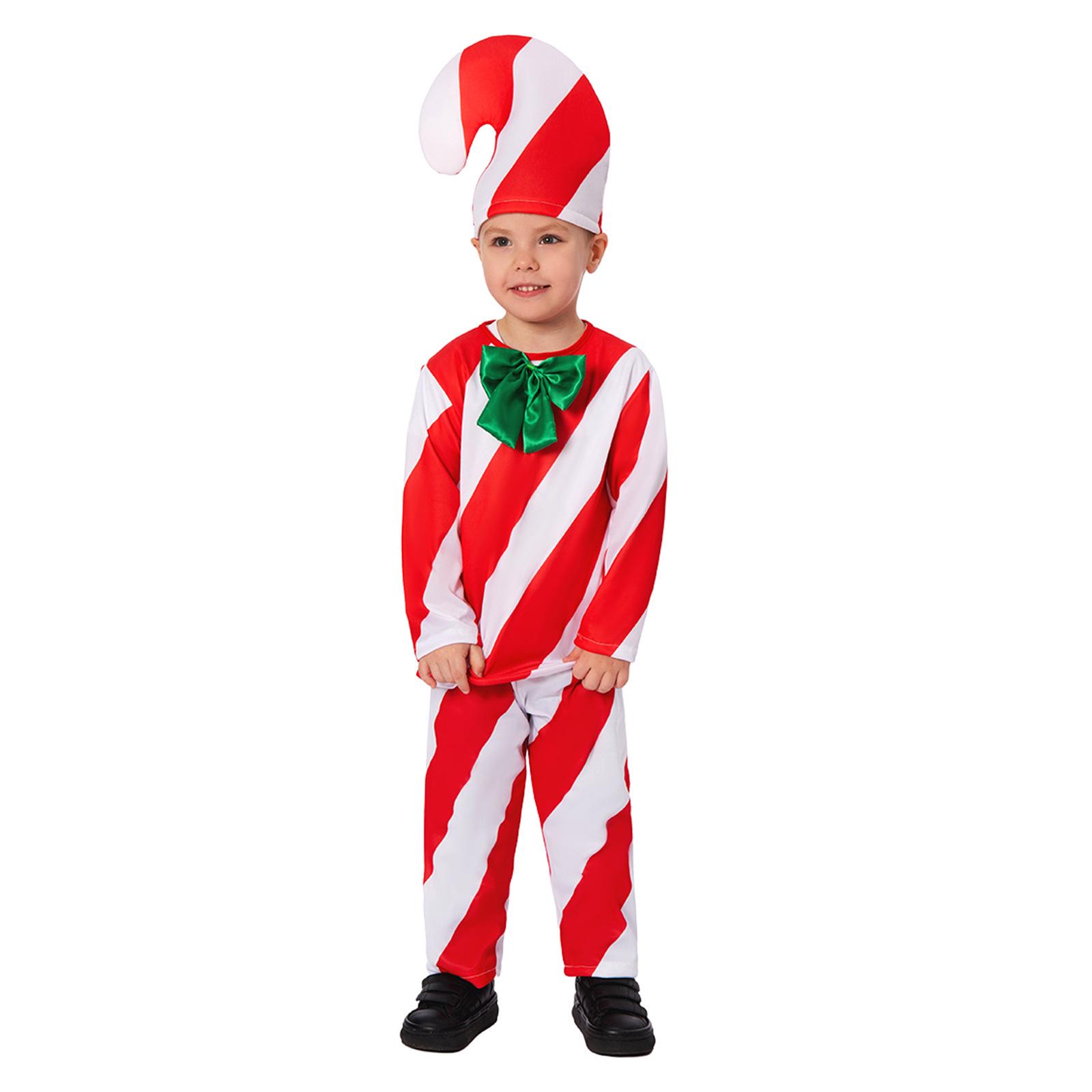 Children s Candy Cane Christmas Cosplay Costume for Festivals and Performances XXL