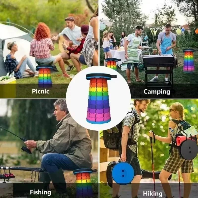 Portable Folding Chair, Lightweight & Adjustable Height, Compact Stool for Outdoor Camping, Fishing, Beach High-Strength Plastic