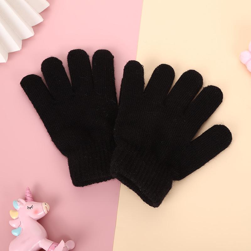 Winter solid color warm and cold gloves knitted gloves student couple cycling gloves